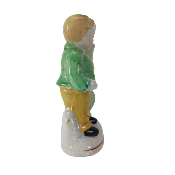 Boy W/Yellow Bird And Vase Figurine Japan Vintage - Picture 2 of 6